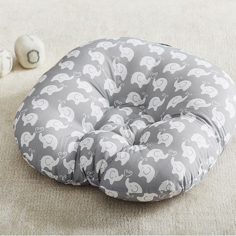 Boppy newborn infant lounger in gray and white elephants - lounger pillow